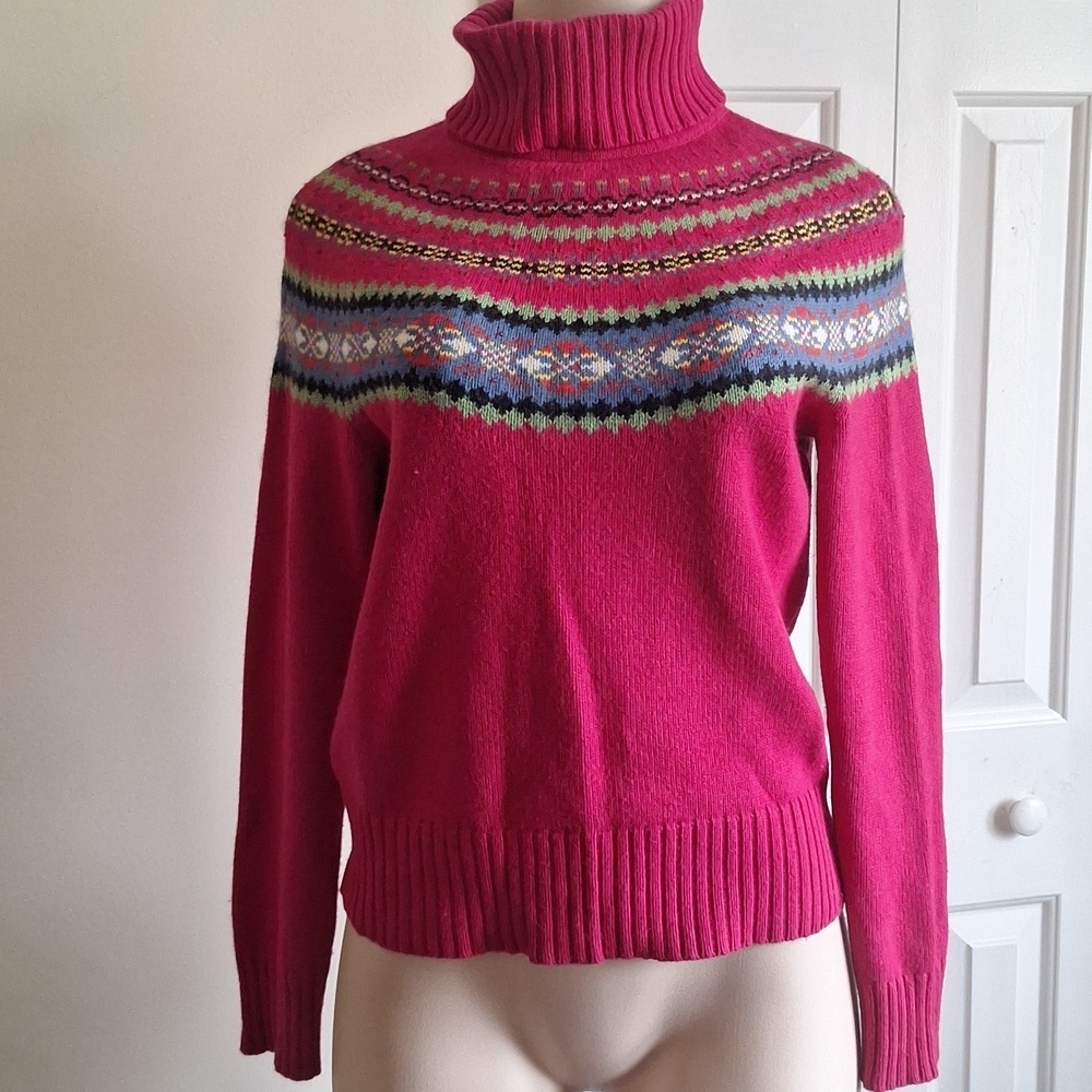 Vintage Eddie Bauer Vibrant Pink Turtleneck Sweater Size S